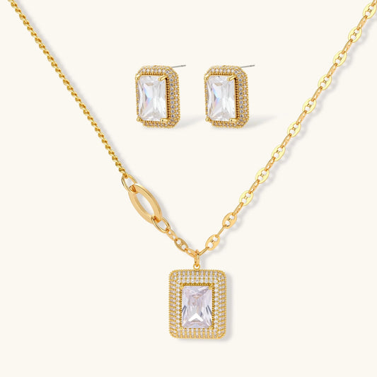 Emerald Cut Halo Set